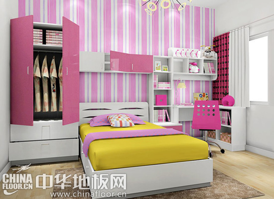 粉色卧室木地板装修效果图